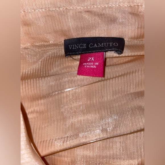 Vince Camuto Bellini Semi Sheer Blouse Women 2X Button Up Tie Hem Office Work - Picture 3 of 7